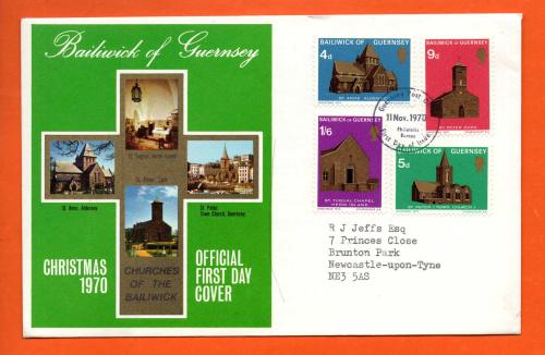 Bailiwick Of Guernsey - FDC - 1970 - Christmas - Official First Day Cover